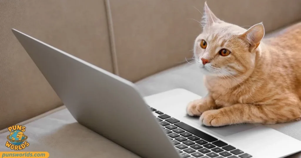 Cat sitting on the computer