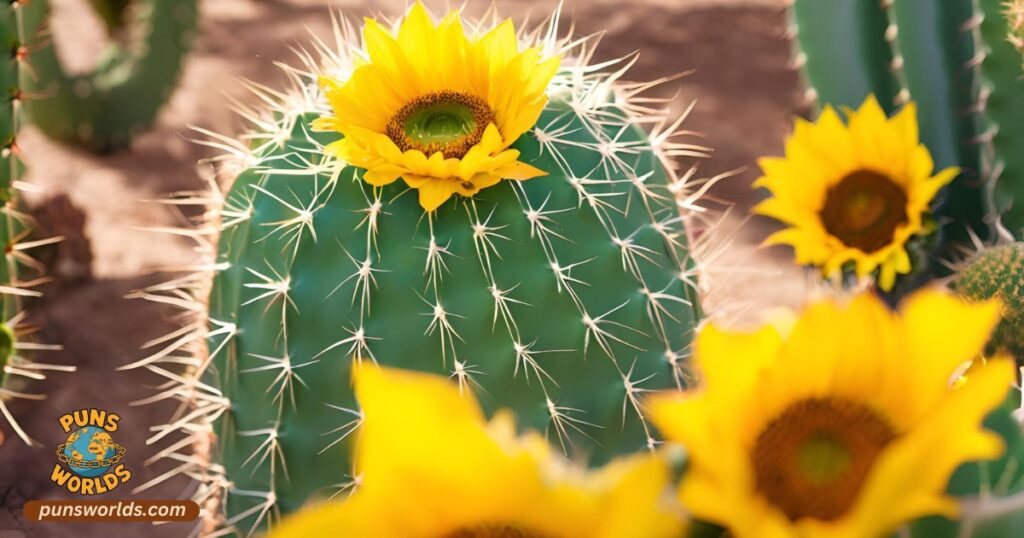  cactus greet a sunflower